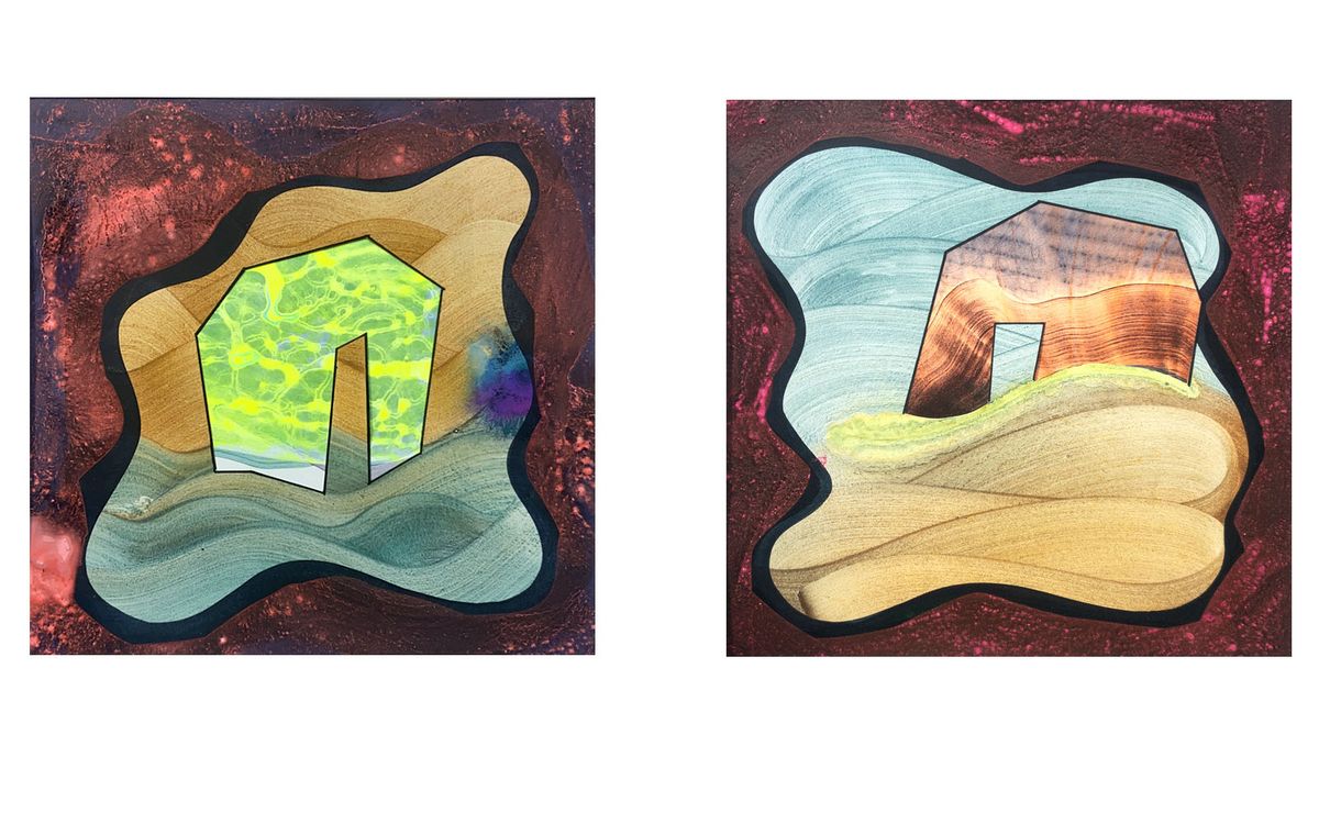 'My home is my castle', mixed media auf Papier, 30 x 30 cm, 2021